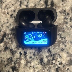 AI Translator BLUETOOTH Wireless Earbuds with Color LED Display - Black